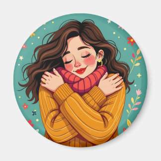 Love Yourself | Girl Hugging Herself Magnet