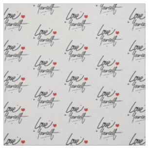 Love Yourself Handwritten Script Pattern Fabric