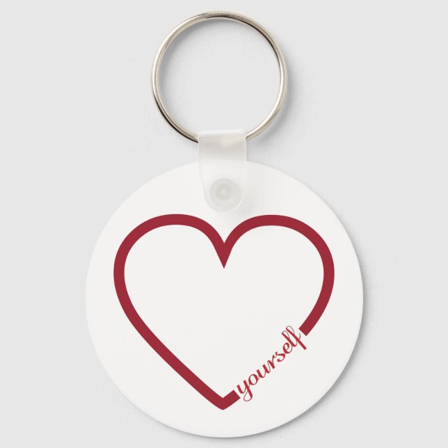 Love yourself heart minimalistic design key ring (Front)