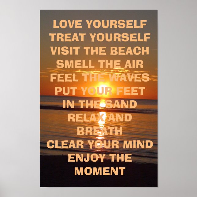 Love Yourself Inspirational Beachy Quote Poster (Front)