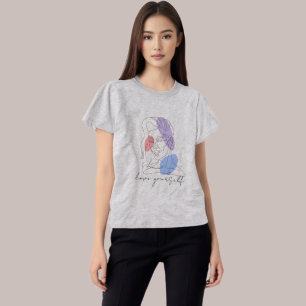 "Love Yourself" Inspirational Girl Line Art  T-Shirt
