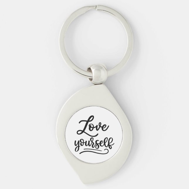 Love Yourself Inspirational Quote Self Love Key Ring (Front)
