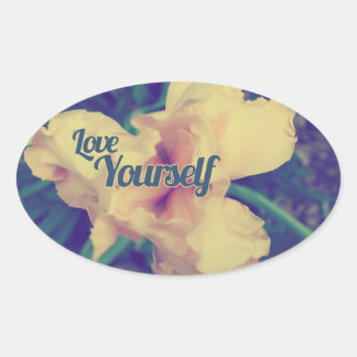 Love yourself iris oval sticker
