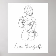 Love Yourself Line Art Custom Text
