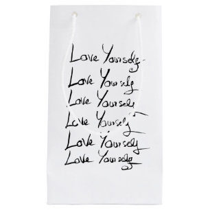 Love yourself!  Motivational calligraphy quote Small Gift Bag