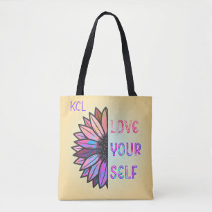 Love Yourself Sunflower Personalised Inspirational Tote Bag