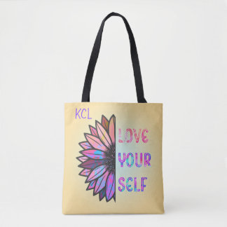 Love Yourself Sunflower Personalised Inspirational Tote Bag