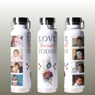 Love yourself today 8 photo floral water bottle