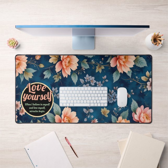Love Yourself – Vintage Floral Design Desk Mat (Office 1)