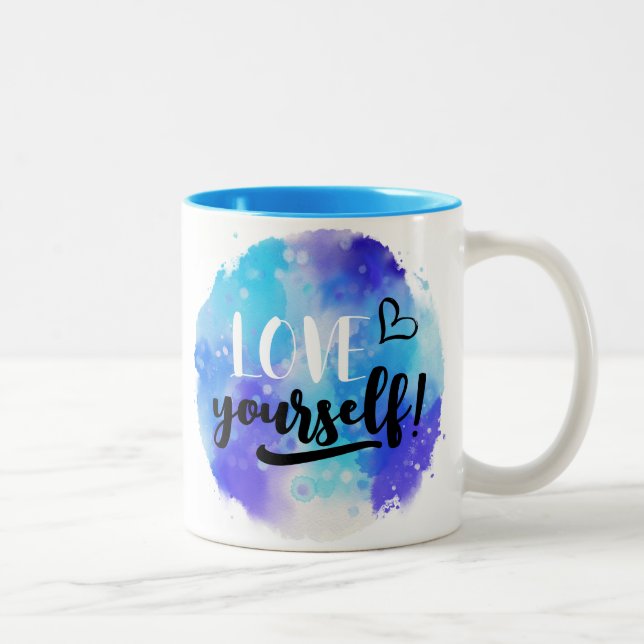 Love Yourself Watercolor Two-Tone Coffee Mug (Right)