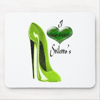 Love Zesty Lime Green Stiletto Shoe and Heart Mouse Mat