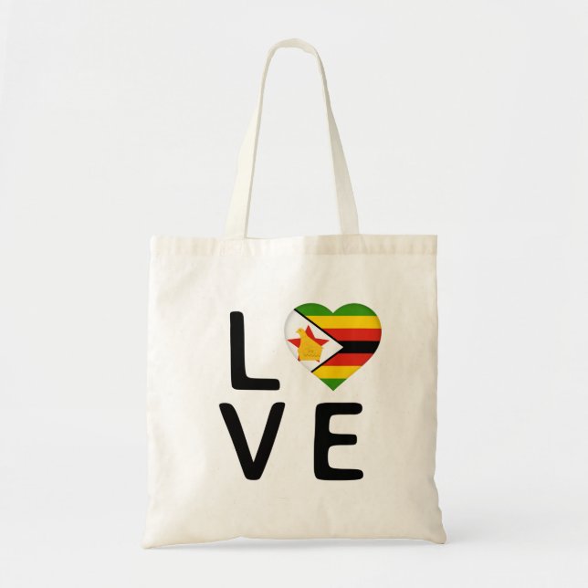 Love - Zimbabwe Flag Tote Bag (Front)
