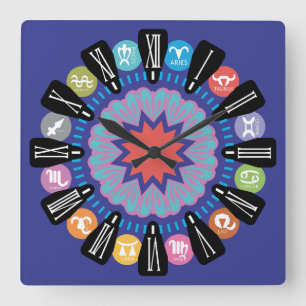 LOVE ZODIAC CLASSIC HEART BY MASANSER SQUARE WALL CLOCK