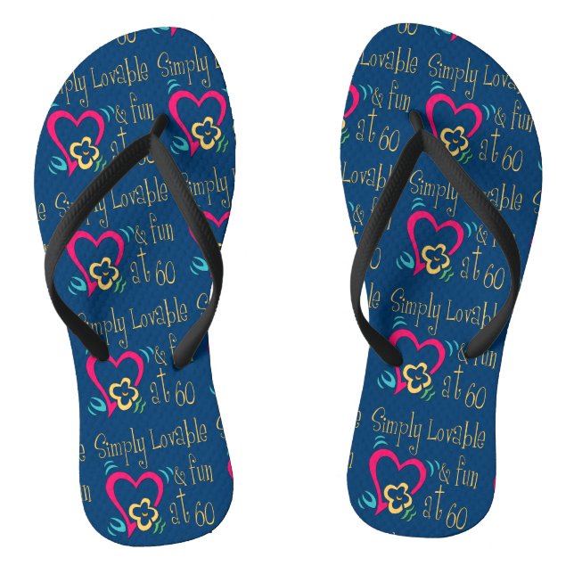 Loveable and Fun 60th Birthday Flip Flops (Footbed)