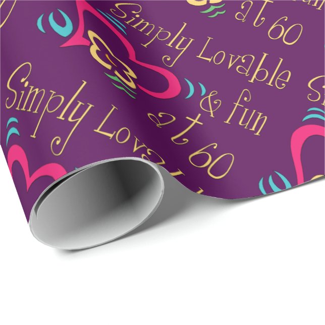 Loveable and Fun 60th Birthday Wrapping Paper (Roll Corner)