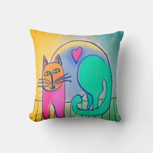 Loveable Cat Abstract Art Cushion (Front)