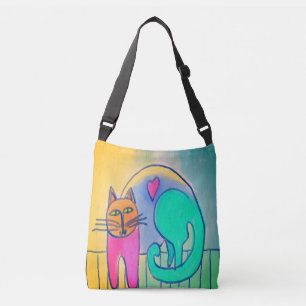 Loveable Cat Abstract Painting Crossbody Bag