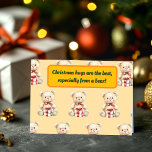 Loveable Christmas Teddy Bear Holiday Card<br><div class="desc">Spread holiday joy with this Loveable Christmas Teddy Bear Christmas card! Featuring a festive teddy bear adorned with gold accents and surrounded by cozy holiday details, this card captures the warmth of the seasonal spirit. Perfect for sending to loved ones, it makes a heartwarming addition to any Christmas gift or...</div>