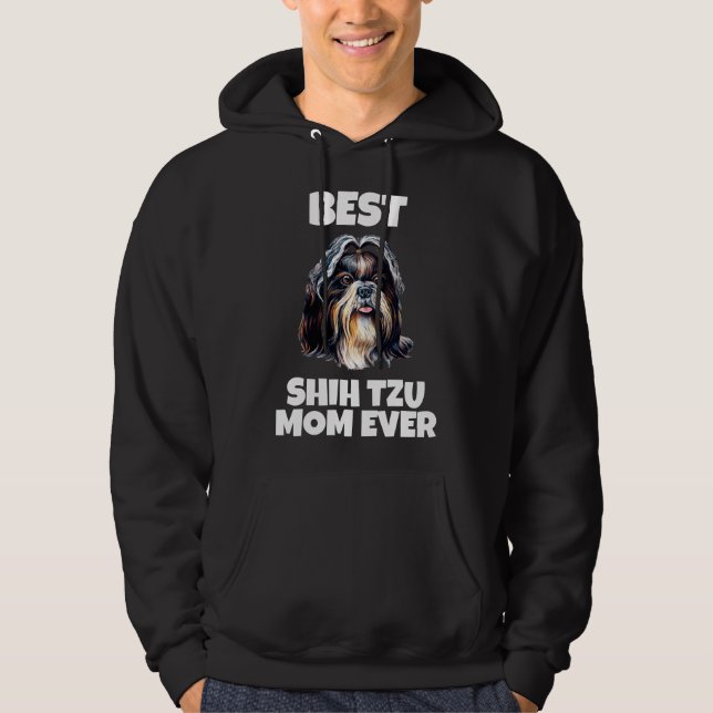 Loveable Cute Shih Tzu Dog  Best Mum Relaxed Fit   Hoodie (Front)