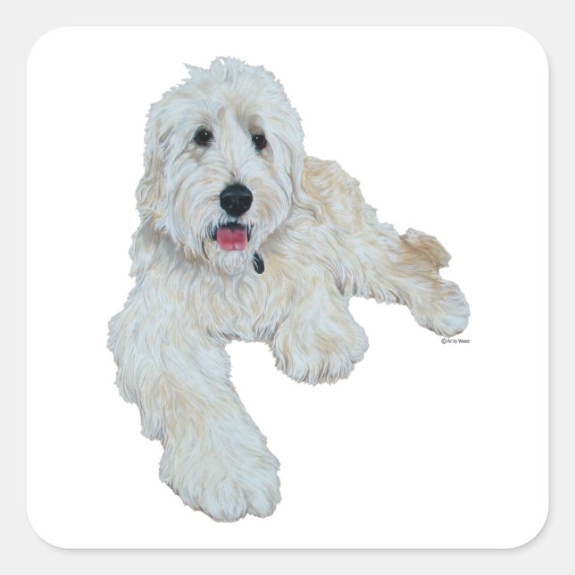 Loveable Goldendoodle Square Sticker (Front)