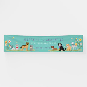 Loveable Happy Pet Family Pet Care, Grooming Teal Banner
