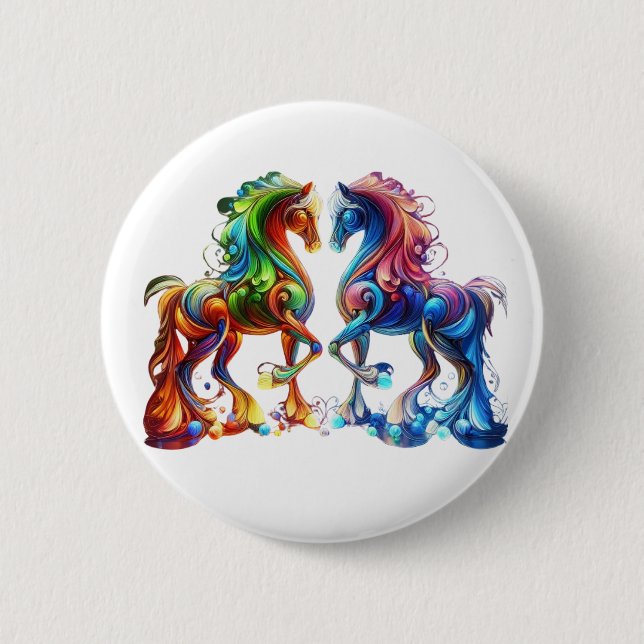 Loveable Horse 6 Cm Round Badge (Front)