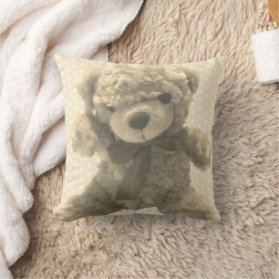 Loveable Light Tan Vintage Teddy Bear Nursery Cushion