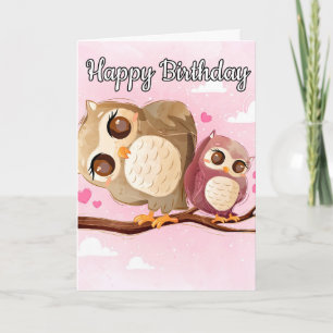 Loveable Mama Owl & Baby   Happy Birthday Card