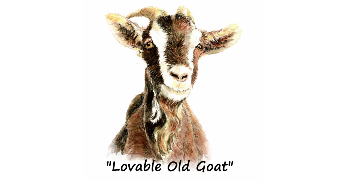 Loveable Old Goat Fun Watercolor Animal Standing Photo Sculpture ...
