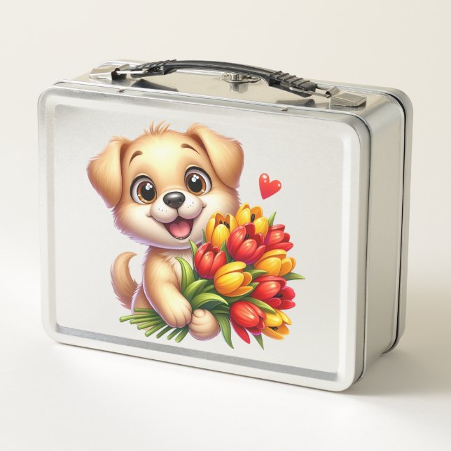 Loveable puppy Metal Lunchbox (Back)