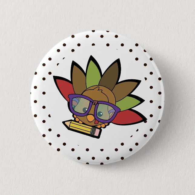Loveable Smarty Turkey 6 Cm Round Badge (Front)