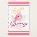 Loveable Tropical Pink Flamingo Planner<br><div class="desc">This design features a gorgeous pink flamingo amongst tropical foliage with the words "loveable flamingo" in popular typographic text.</div>