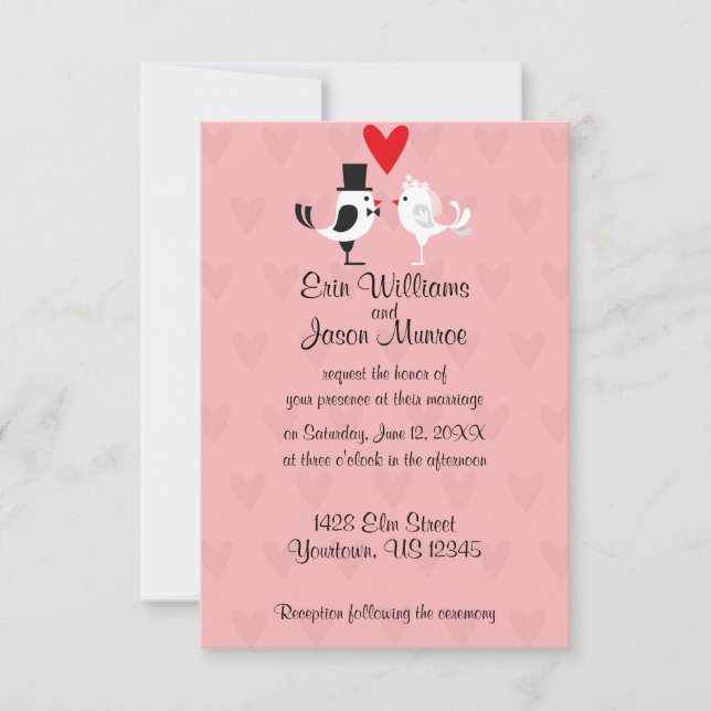 Lovebird Bride and Groom Wedding Invitation (Front)