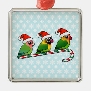 Lovebird Candy Cane Metal Tree Decoration