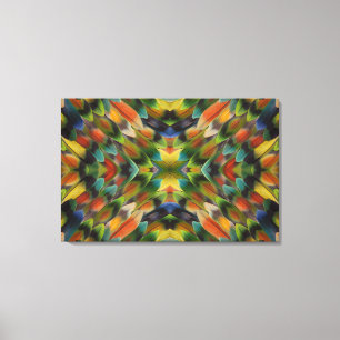 Lovebird feather kaleidoscope canvas print
