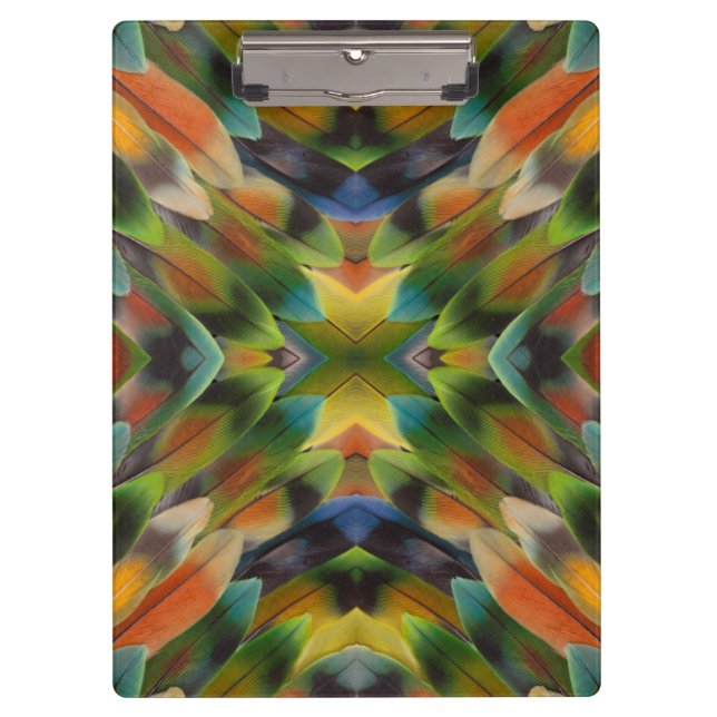 Lovebird feather kaleidoscope clipboard (Front)