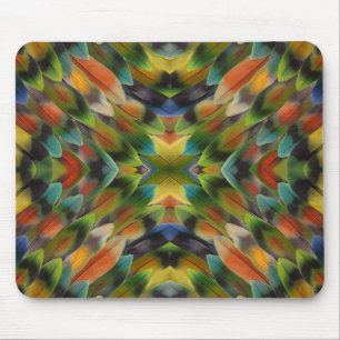 Lovebird feather kaleidoscope mouse mat