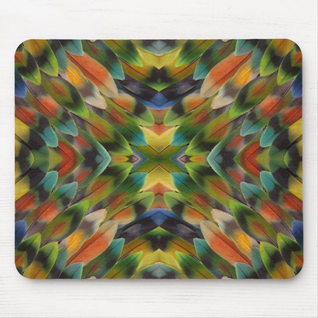 Lovebird feather kaleidoscope mouse mat (Front)