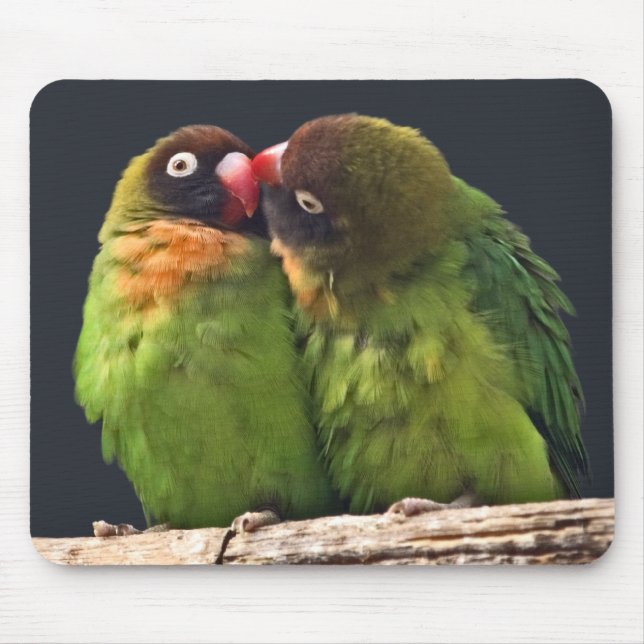Lovebird Kiss Mousemat (Front)