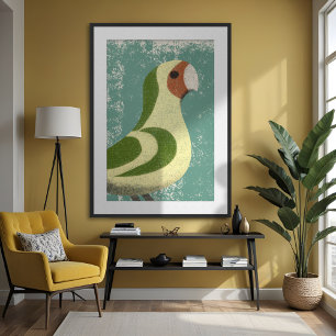 Lovebird Parrot Minimalist Textured Modern Yellow Poster