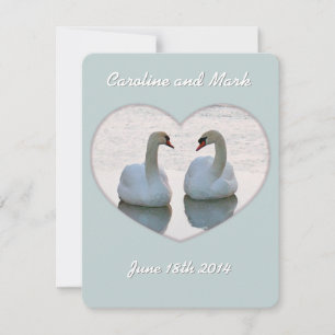 Lovebird Swans in Heart Gazing Wedding Invitation