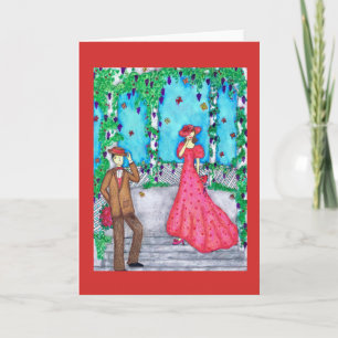 Lovebird Valentine Greeting Card with Man & Woman