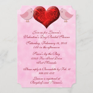 Lovebird Valentine's Day Bridal Shower Invitations