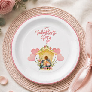 Lovebird Valentine's Day Paper Plate
