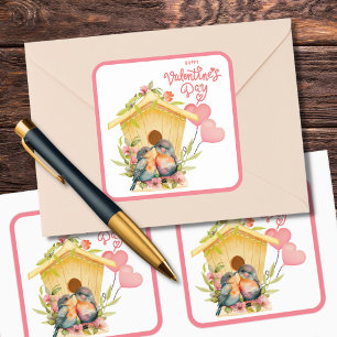 Lovebird Valentine's Day Square Sticker