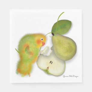 Lovebird with pear paper napkin by Gemma O Designs
