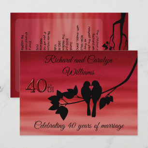 Lovebirds 40th Anniversary Celebration Invitation