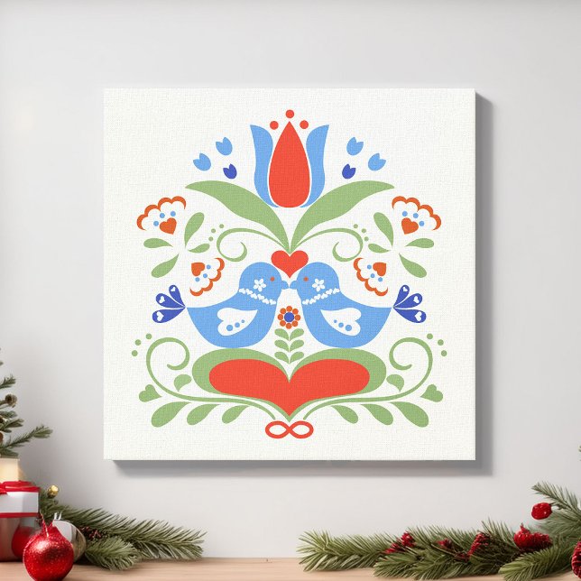 Lovebirds and Blossoms Canvas Print (Creator Uploaded)
