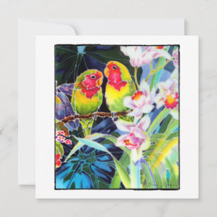 Lovebirds and Orchids Tropical Card Invitation