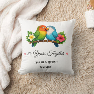 Lovebirds Any Year Milestone Wedding Anniversary Cushion
